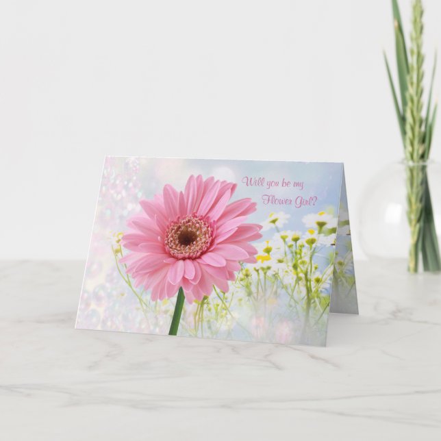 Invitation Carton d'invitation de mariage, Fille aux fleurs,  (Devant)