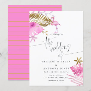 Invitation Carton d'invitation de mariage flamant rose tropic