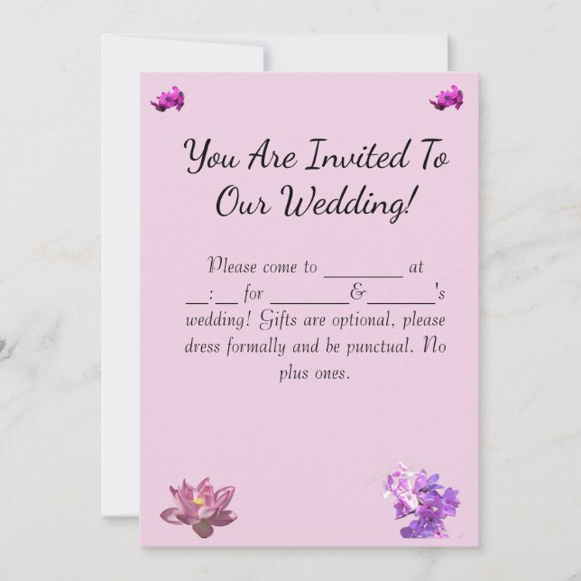 Invitation Carton d'invitation de mariage Fleur Rose (Devant)