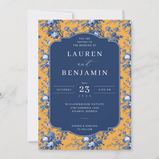 Invitation Carton d'invitation de mariage Fleurs de la Marine (Devant)