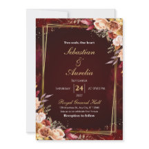 Carton d'invitation de mariage floral à cadre bord