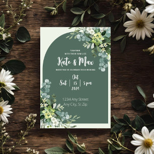 Invitation Carton d'invitation de mariage floral à la menthe