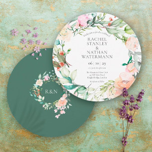 Invitation Carton d'invitation de mariage floral à la verdure