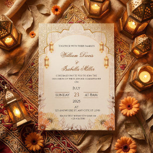 Invitation Carton d'invitation de mariage floral à lanterne a