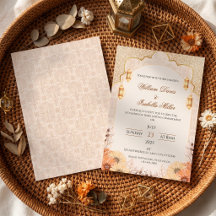 Carton d'invitation de mariage floral à lanterne a