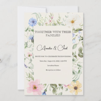 Invitation Carton d'invitation de mariage floral à l'aquarell