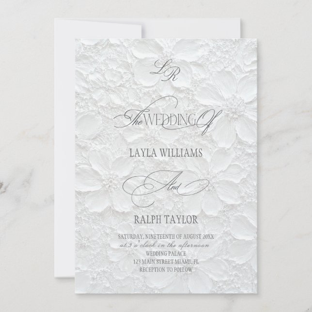 Invitation Carton d'invitation de mariage floral à monogramme (Devant)