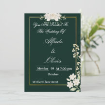 Carton d'invitation de mariage floral à typographi