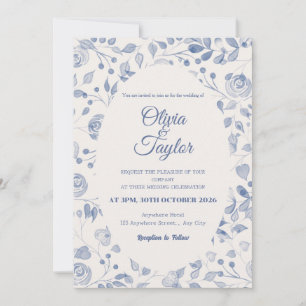 Invitation Carton d'invitation de mariage floral aquarelle bl