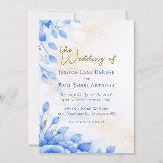 Invitation Carton d'invitation de mariage floral aquarelle bl