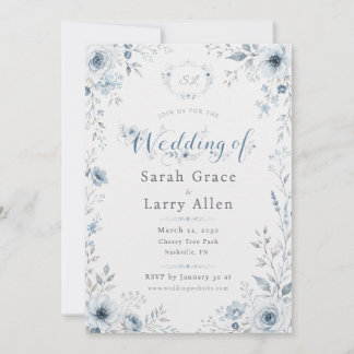 Invitation Carton d'invitation de mariage floral aquarelle bl