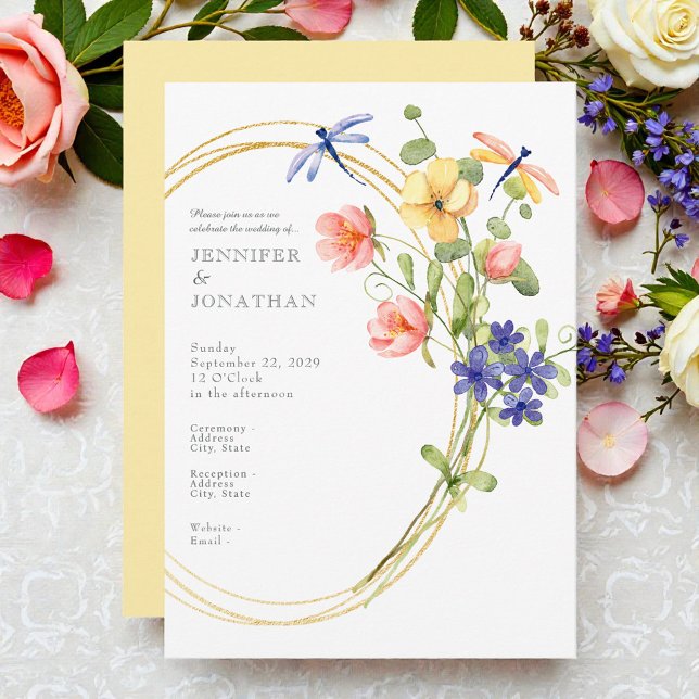 Invitation Carton d'invitation de mariage floral aquarelle de (Créateur téléchargé)