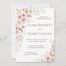 Carton d'invitation de mariage floral aquarelle ro