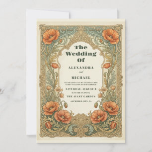 Invitation Carton d'invitation de mariage floral Art Nouveau