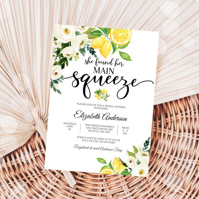 Invitation Carton d'invitation de mariage floral au citron (Créateur téléchargé)