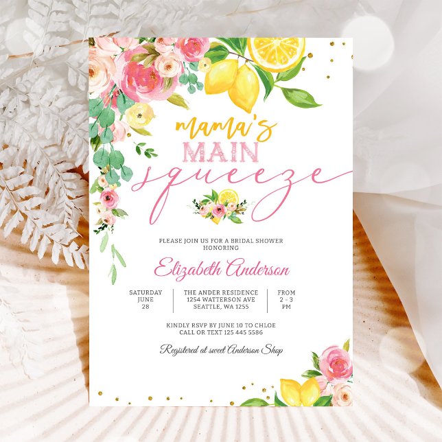 Invitation Carton d'invitation de mariage floral au citron (Créateur téléchargé)