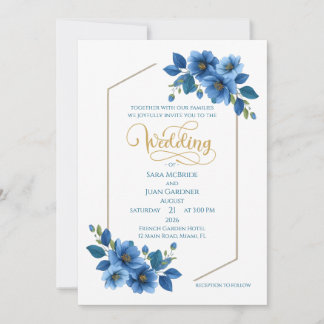 Invitation Carton d'invitation de mariage floral au saphir ro