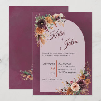 Invitation Carton d'invitation de mariage floral automnal d'h