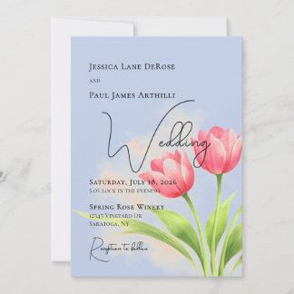 Invitation Carton d'invitation de mariage floral aux tulipes