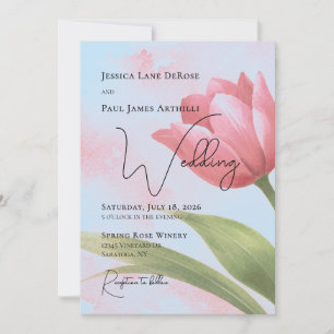 Invitation Carton d'invitation de mariage floral aux tulipes