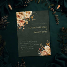 Carton d'invitation de mariage floral beige sorciè