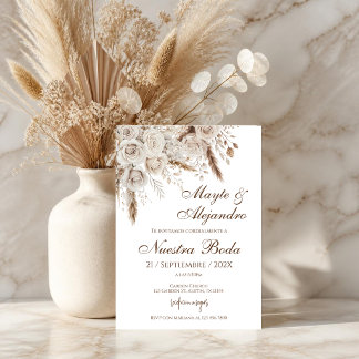 Invitation Carton d'invitation de mariage floral blanc élégan