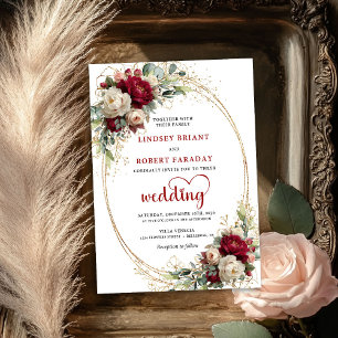 Invitation Carton d'invitation de mariage floral bohème en Bo