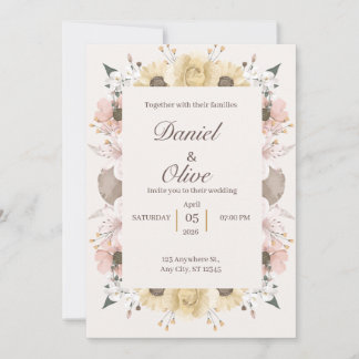 Invitation Carton d'invitation de mariage floral design éléga