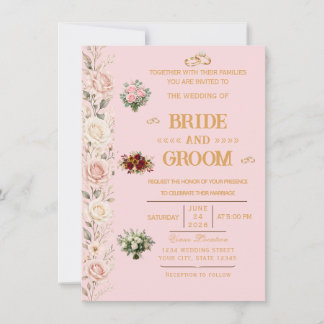 Invitation Carton d'invitation de mariage floral élégant