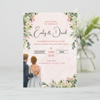 Invitation Carton d'invitation de mariage floral élégant