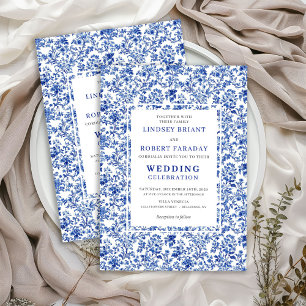 Invitation Carton d'invitation de mariage floral en toile de