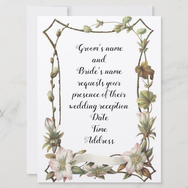 Invitation Carton d'invitation de mariage floral encadré (Devant)