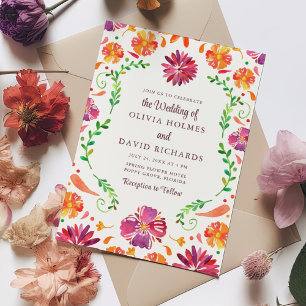 Invitation Carton d'invitation de mariage Floral Fiesta Mexic