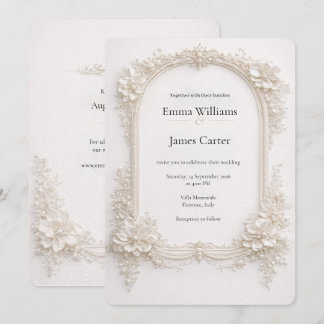 Invitation Carton d'invitation de mariage floral ivoire éléga