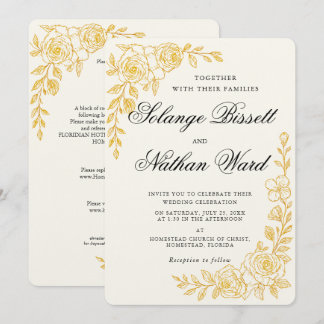 Invitation Carton d'invitation de mariage floral Langage de l