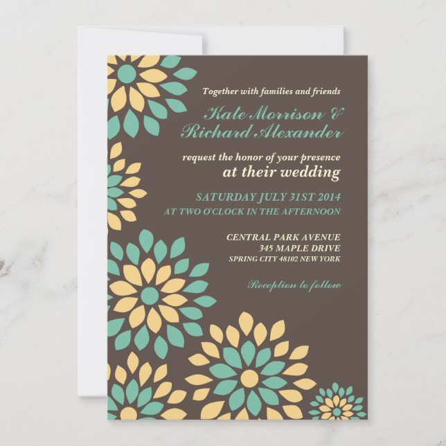 Invitation Carton d'invitation de mariage floral marron class (Devant)