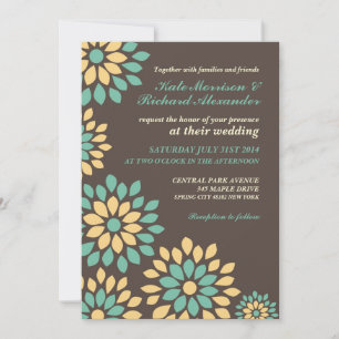 Invitation Carton d'invitation de mariage floral marron class
