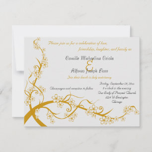 Invitation Carton d'invitation de mariage floral or
