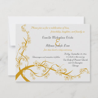 Invitation Carton d'invitation de mariage floral or