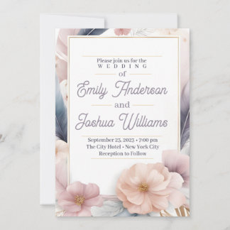Invitation Carton d'invitation de mariage floral pastel éléga