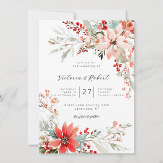 Invitation Carton d'invitation de mariage floral Poinsettia d