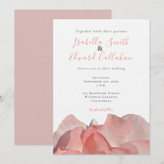 Invitation Carton d'invitation de mariage floral rose corail