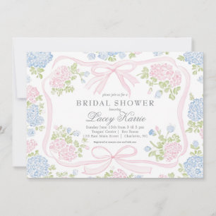 Invitation Carton d'invitation de mariage floral rose et bleu