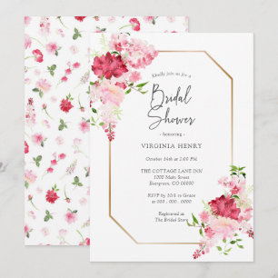 Invitation Carton d'invitation de mariage floral rose rouge