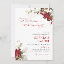 Carton d'invitation de mariage floral rouge de Noë