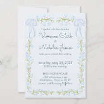 Carton d'invitation de mariage floral ruban jardin