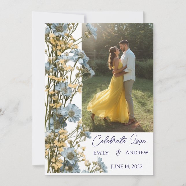 Invitation Carton d'invitation de mariage floral simple moder (Devant)