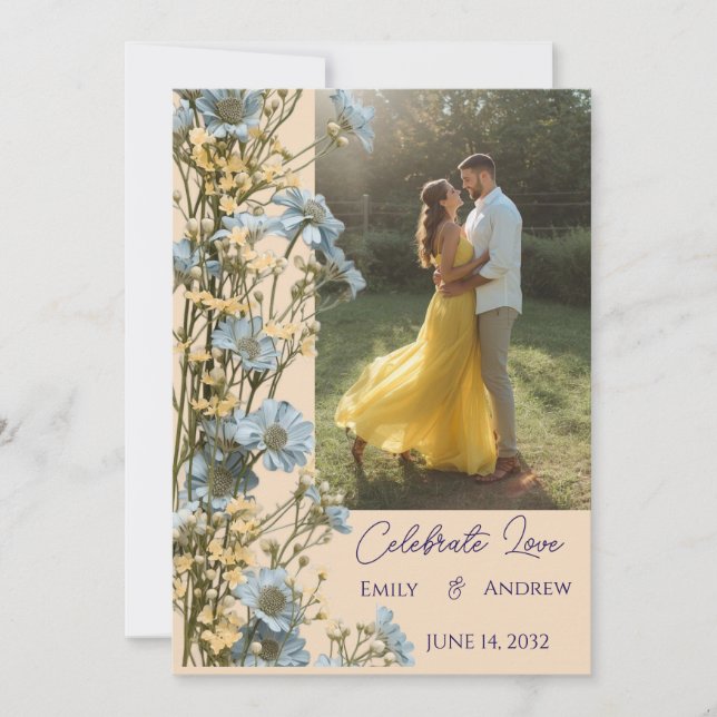 Invitation Carton d'invitation de mariage floral simple moder (Devant)