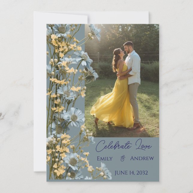 Invitation Carton d'invitation de mariage floral simple moder (Devant)