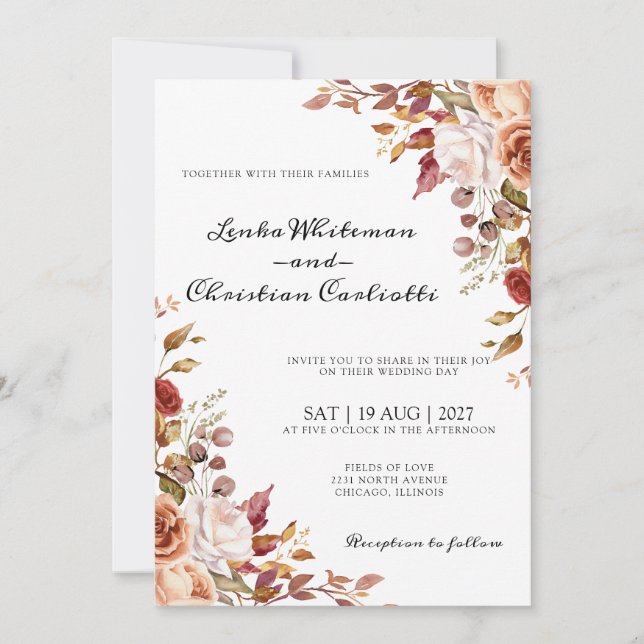 Invitation Carton d'invitation de mariage Floral Terroir Auto (Devant)